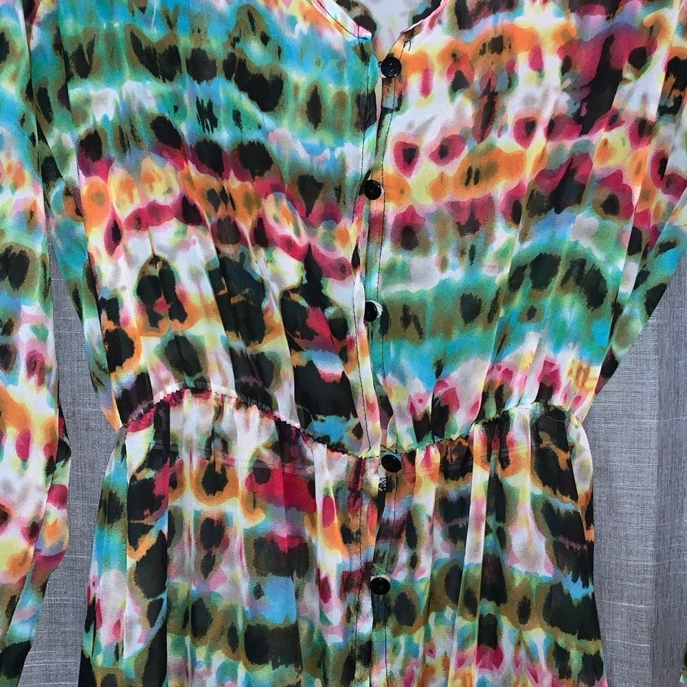 🌈 Maxi Button Down Sheer Cover-Up - Picture 5 of 6